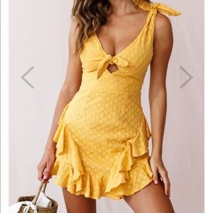 Nixie Tied Shoulder Ruffle Trim Dress